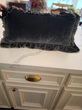 Bella Notte “Loulah Kidney” Silk Velvet pillow with Raw Edged Ruffle